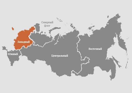 Карта военных округов РФ