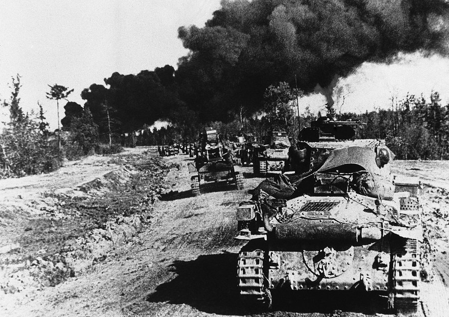 Наступление немецких танков во время Великой Отечественной войны