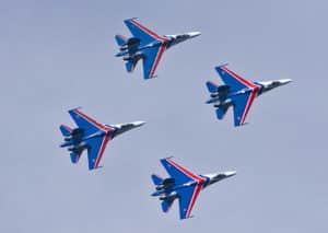 АГВП «Русские витязи» на многоцелевых истребителях Су-30СМ