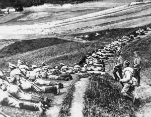 Русская пехота на линии фронта в начале Первой мировой войны в 1914 году